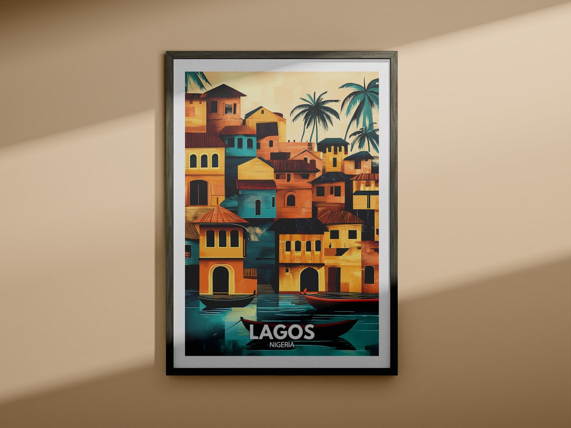 Lagos Travel Print Nigeria Lagos Travel Poster Nigeria Travel Poster Nigeria Cityscape Wall Art Unique City Art Decor - Image 3
