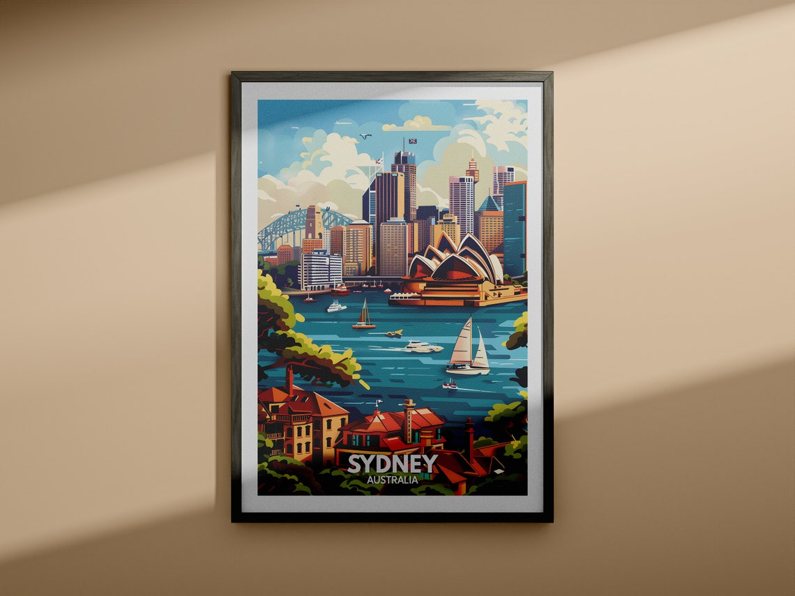 Sydney Travel Print Australia Sydney Travel Poster Australia Travel Poster Australia Cityscape Wall Art Unique City Art Decor - Image 3