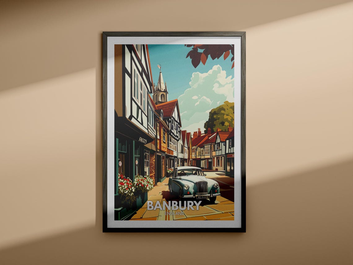 Banbury Travel Print England Banbury Travel Poster England Travel Poster United Kingdom Wall Art British Art Decor - Image 3