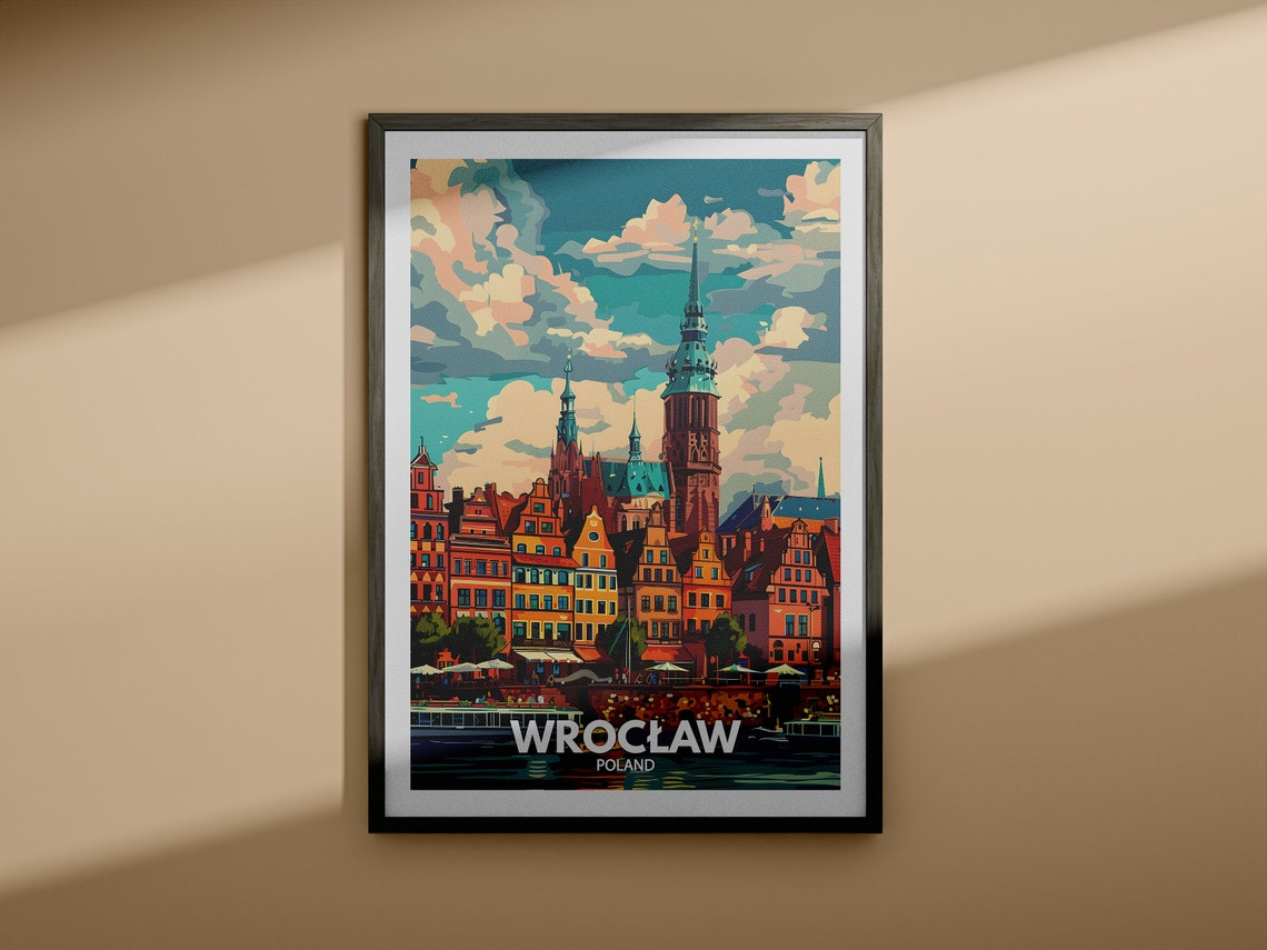 Wrocaw Print Poland Wrocaw Travel Poster Poland Travel Poster Poland Cityscape Wall Art Unique City Decor - Image 3