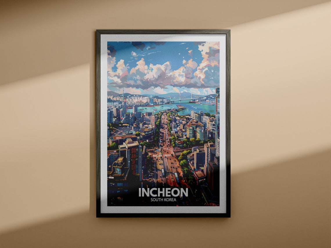 Incheon Travel Print South Korea Incheon Travel Poster South Korea Travel Poster South Korea Cityscape Wall Art Unique City Decor - Image 3