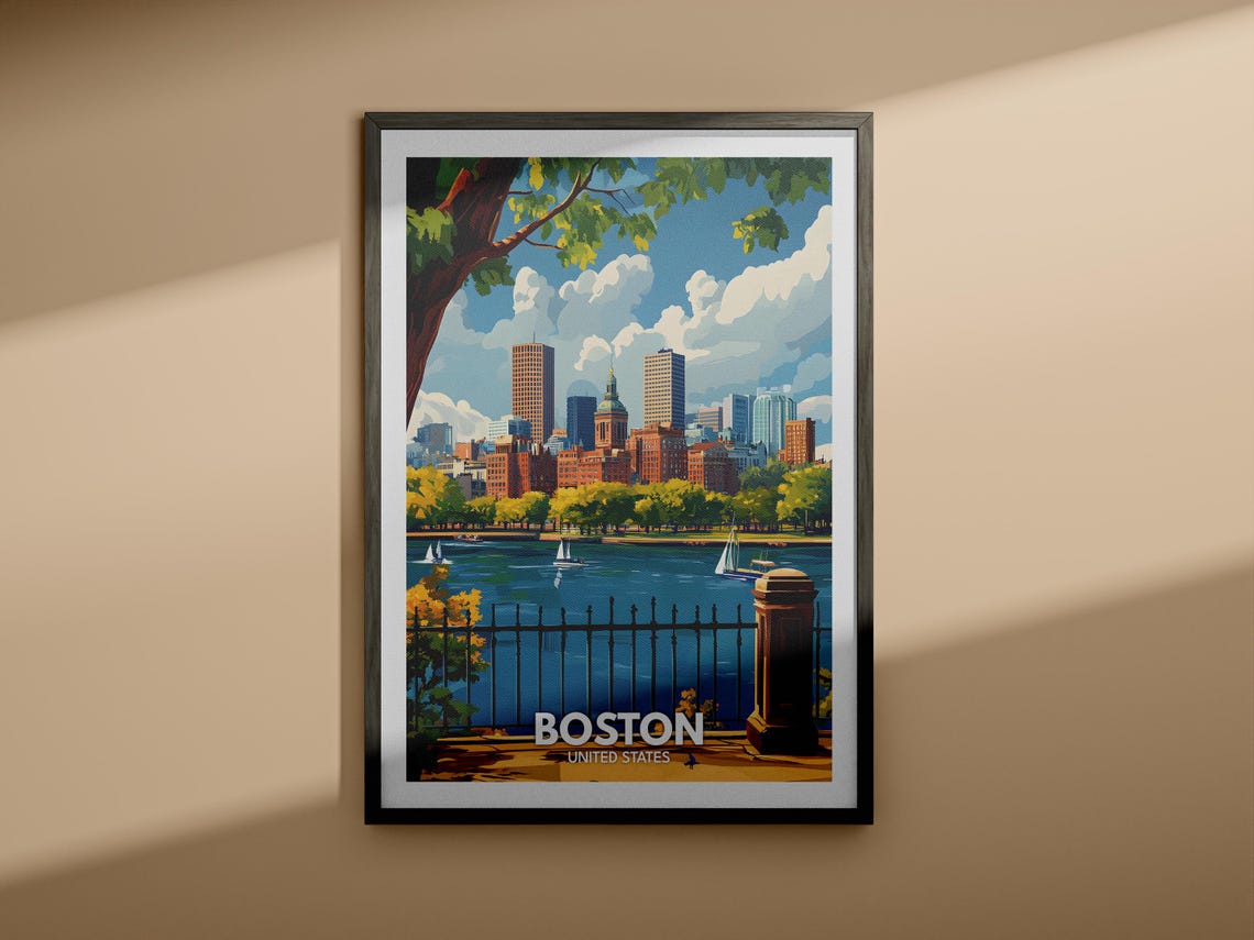 Boston Travel Print United States Boston Travel Poster United States Travel Poster United States Cityscape Wall Art Unique City Decor - Image 3