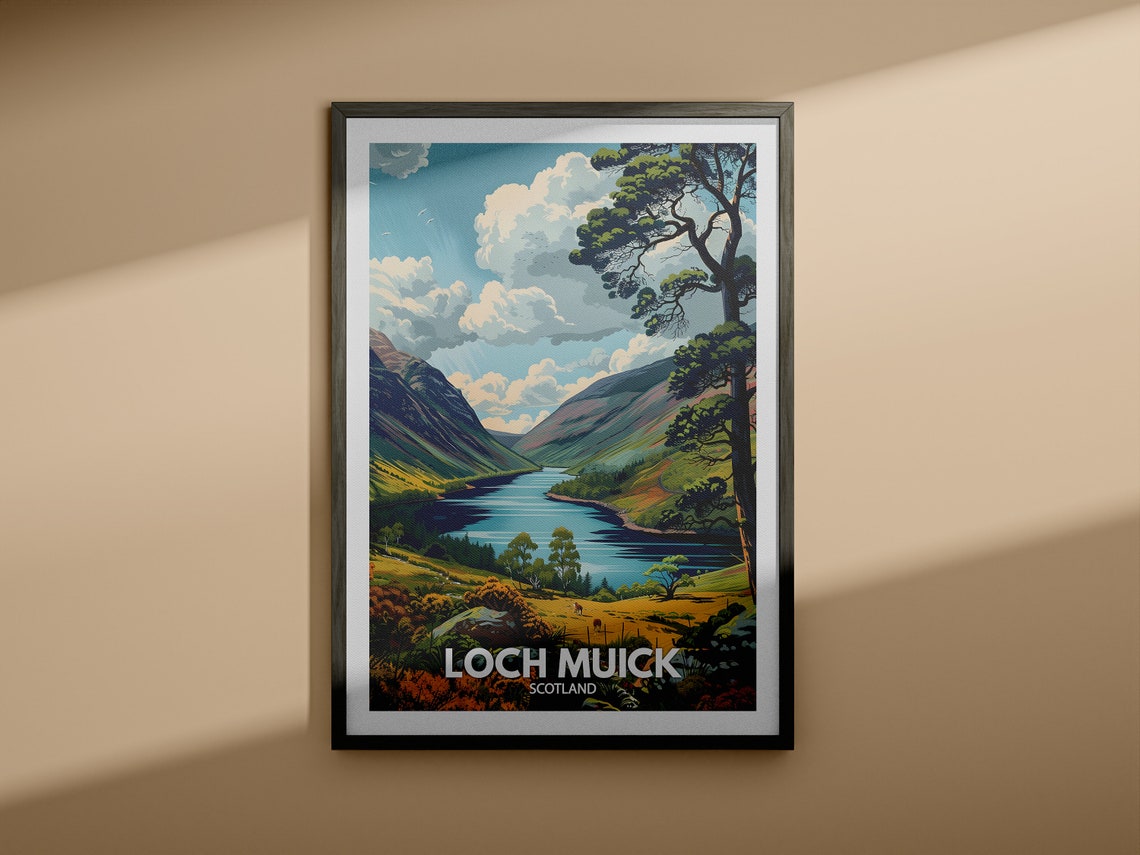 Loch Muick Print Scotland Loch Muick Poster Scotland Travel Poster Natural Lake Wall Art Lake View Art Decor Holiday Poster - Image 3