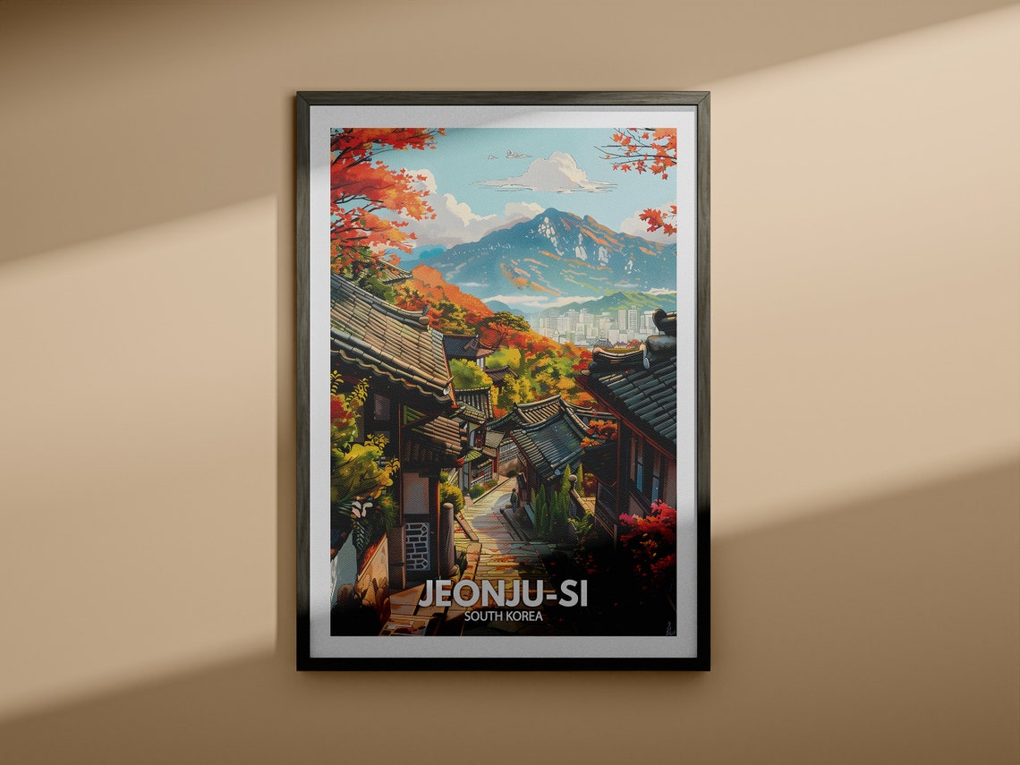 Jeonju Si Print South Korea Jeonju Si Travel Poster South Korea Travel Poster South Korea Cityscape Wall Art Unique City Decor - Image 3