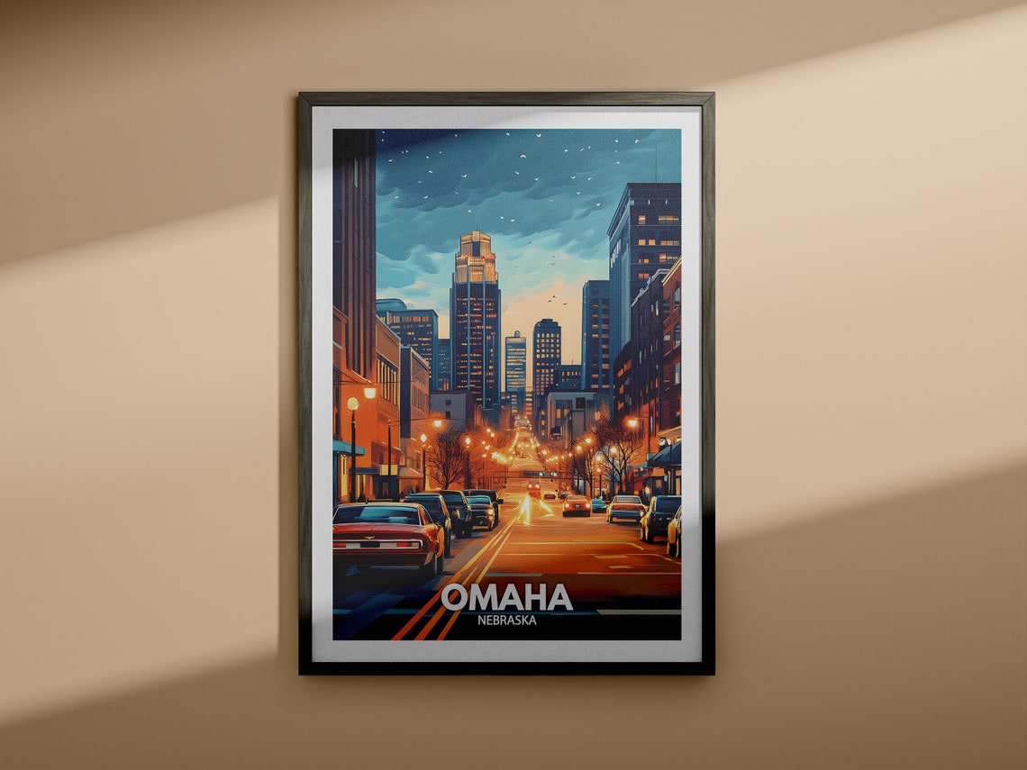 Omaha Travel Print Nebraska Omaha Travel Poster Nebraska Travel Poster Nebraska Cityscape Wall Art Unique City Decor - Image 3