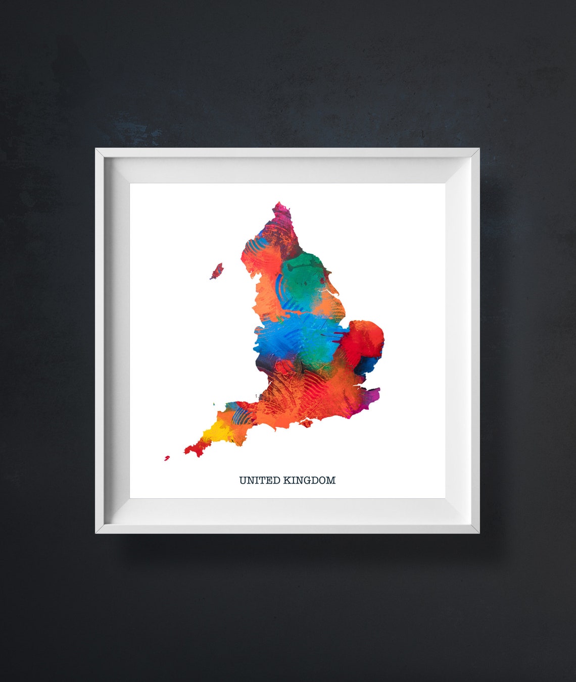 England Map Art Print Abstract Minimalist Wall Colorful Uk Decor Unframed Physical Modern Home Gift British Poster