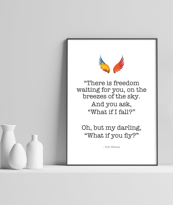 What If You Fly Erin Hanson Quote Rainbow Wings Inspirational Wall Poster
