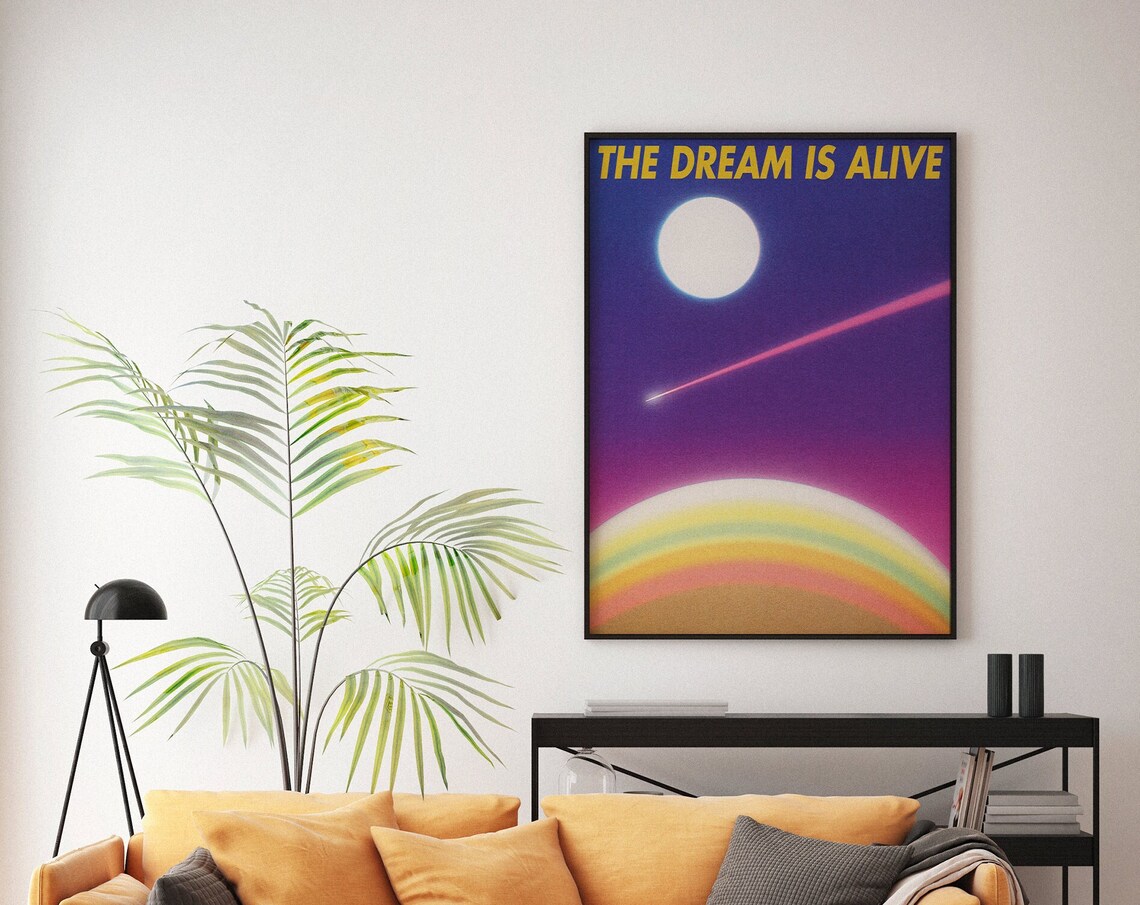 The Dream Is Alive Retro Sunset Moon Laser Beam Motivational Poster - Image 7