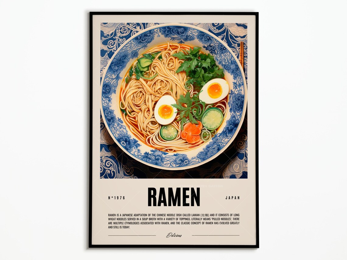 Vintage Ramen Kitchen Recipe Poster Art Print
