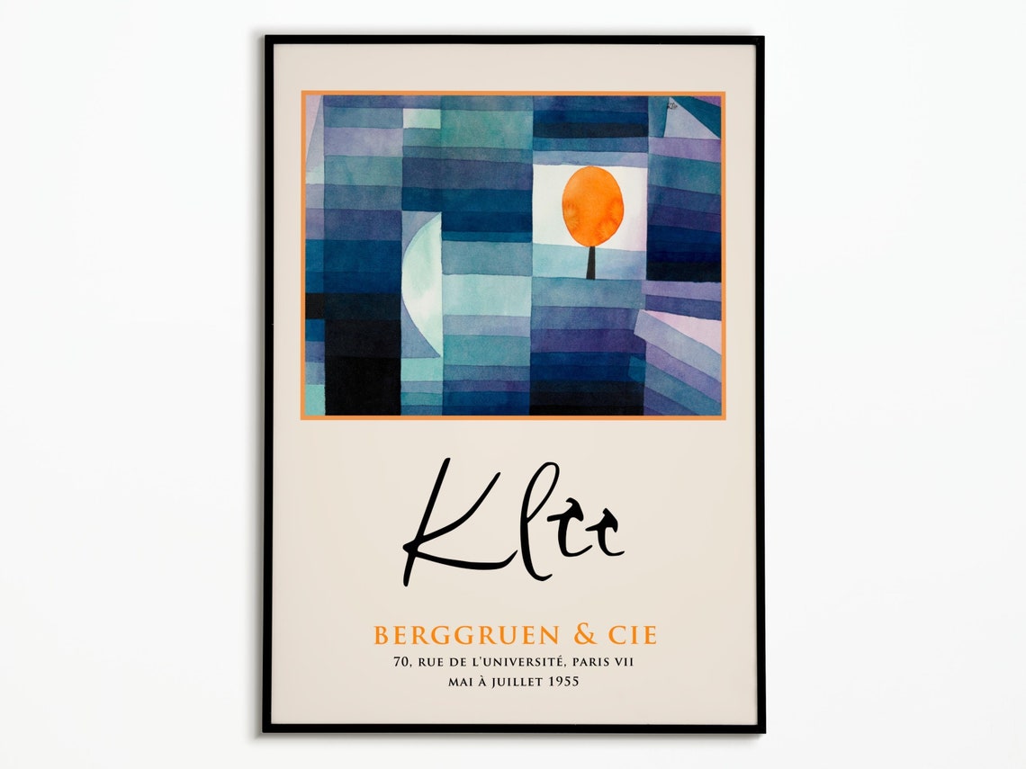 Paul Klee 1955 Berggruen Exhibition Blue Moon Sun Watercolor Poster