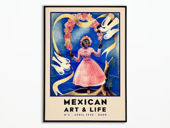 Mexican Art and Life No 2 April 1938 Rose Arch Dove Peace Folk Poster