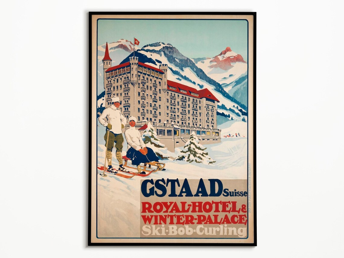 Gstaad Switzerland Vintage Travel Poster