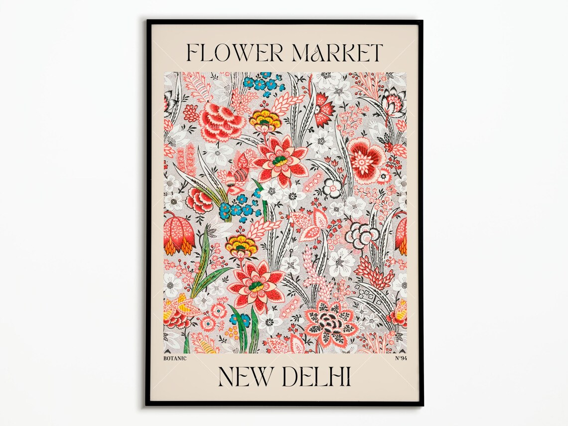Flower Market New Delhi Travel Poster Art Print