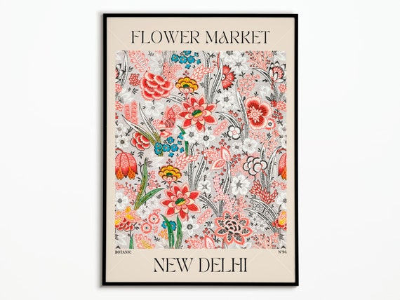 Flower Market New Delhi Travel Poster Art Print