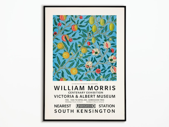 William Morris Centenary Exhibition Victoria and Albert Museum Blue Fruit Orchard Poster