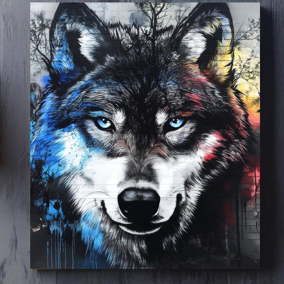 Wolf Print, Urban Street Graffiti Wildlife Portrait
