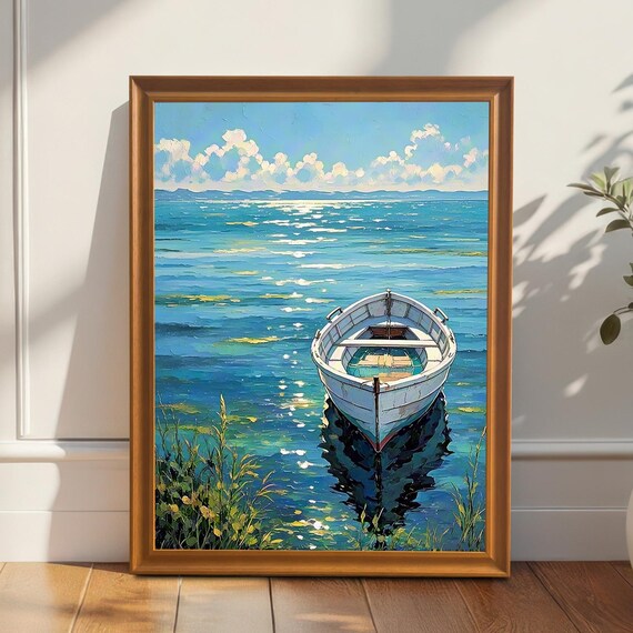 Row Boat Lake Waterscape Art Print