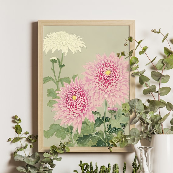 Ikeda Zuigetsu Chrysanthemum Ukiyoe Art Print