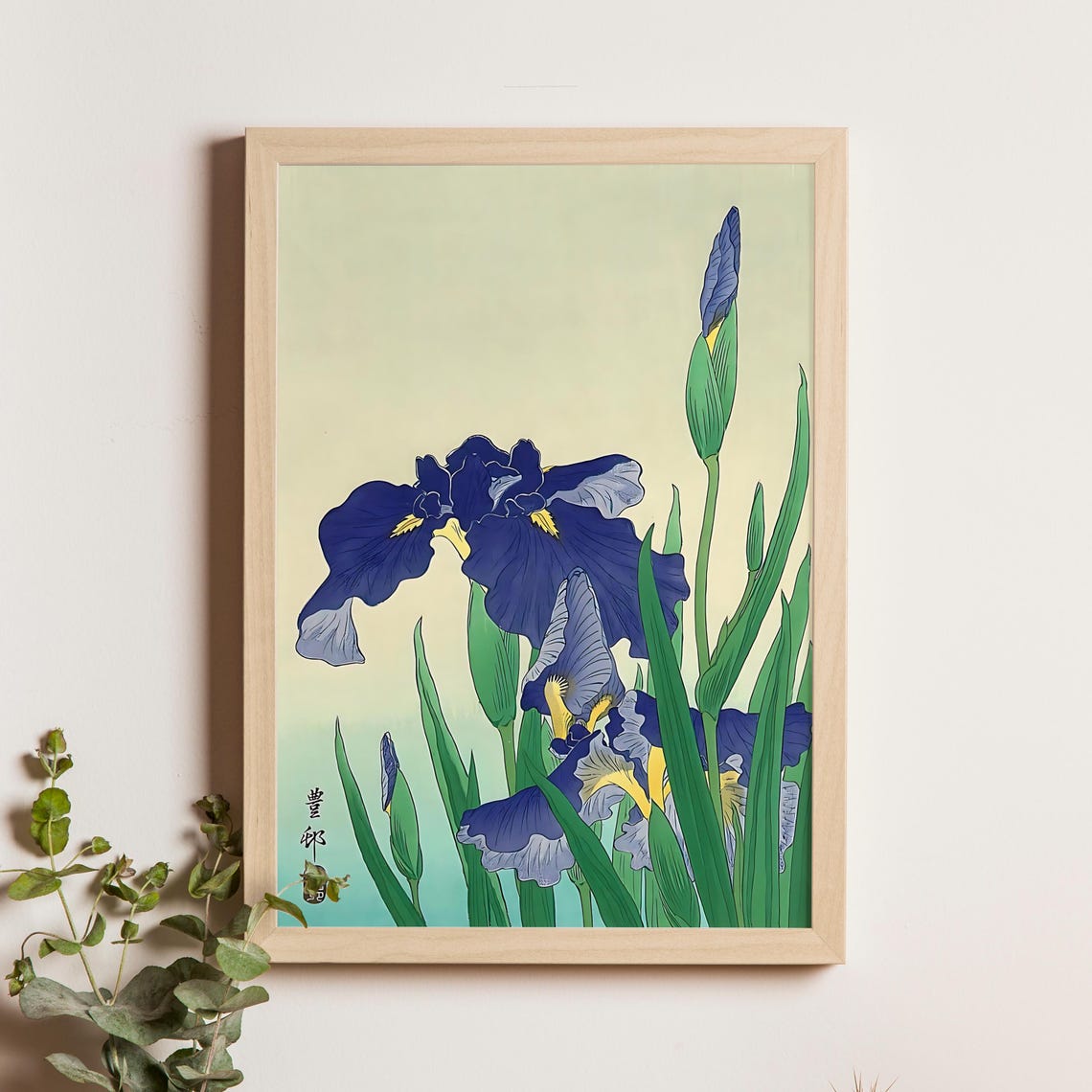 Flowering Blue Iris Ohara Koson Japanese Floral Woodblock Poster