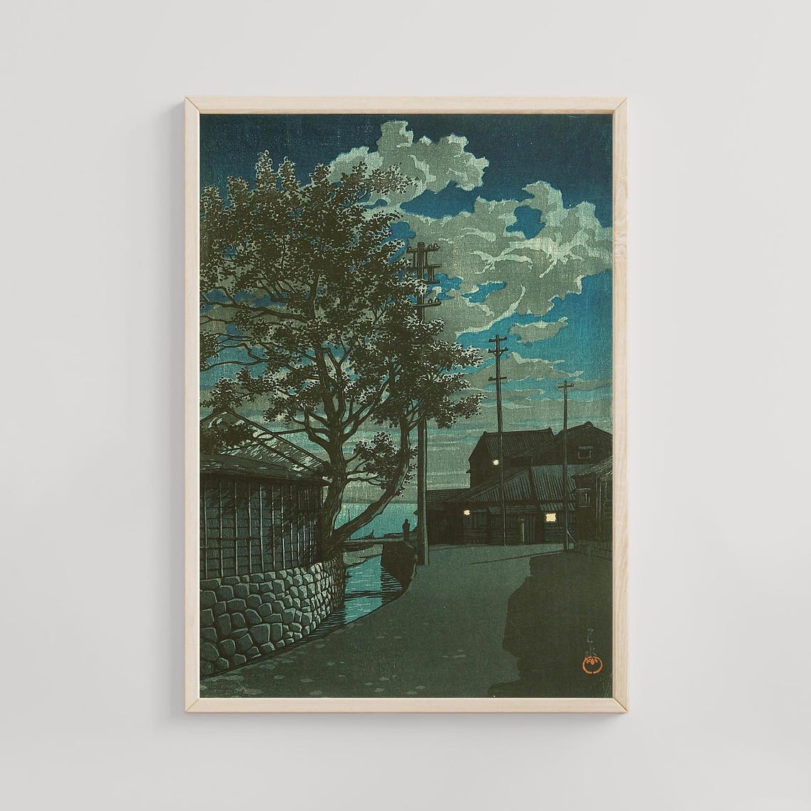 Kamezaki Kawase Hasui 1928 Japanese Shinhanga Woodblock Print Of Coastal Village In Spring Traditional Landscape Wall Art