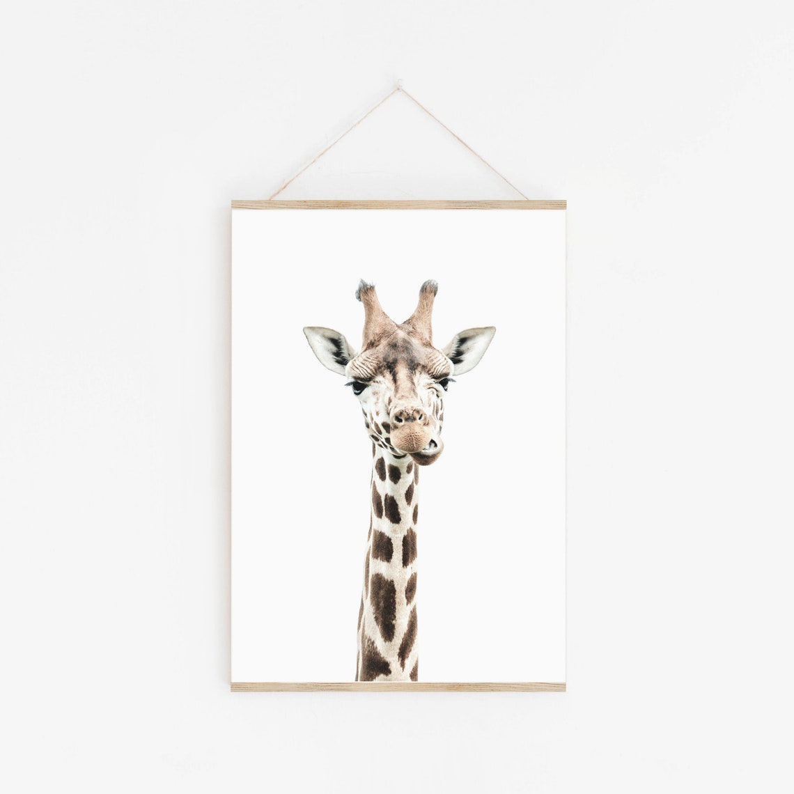 Baby Giraffe Portrait White Safari Nursery Animal Wall Decor Poster - Image 2