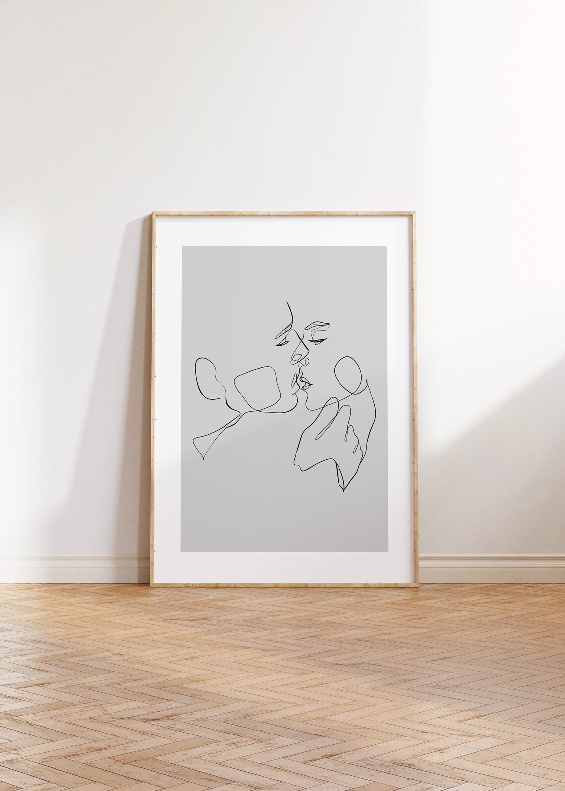 Couple Kissing One Line Drawing Minimalist Romantic Bedroom Poster - Image 3