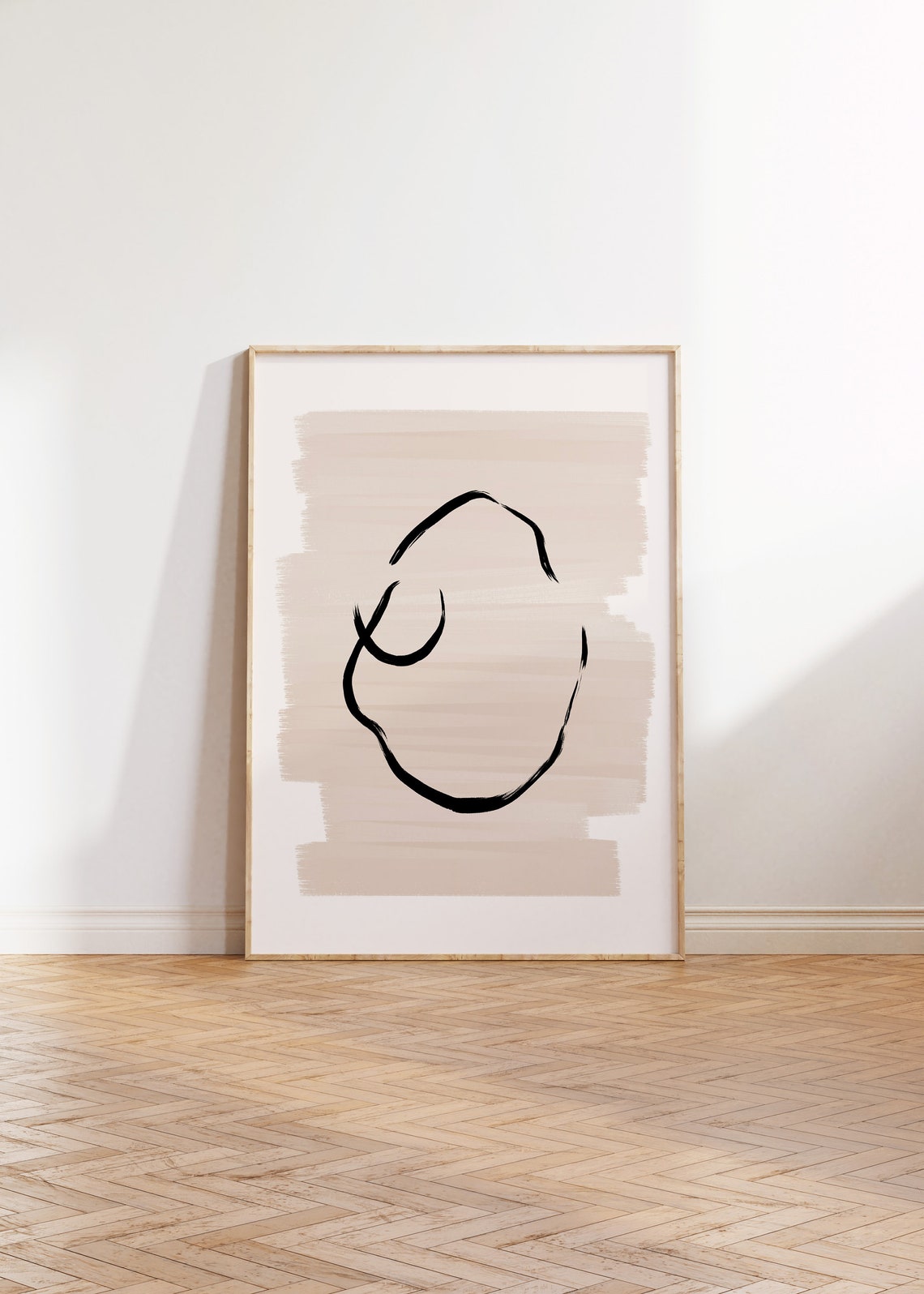 Minimalist Black Line Loop Beige Abstract Modern Wall Decor Poster - Image 3