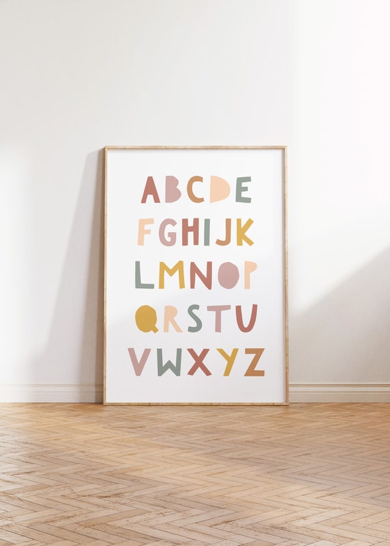 Alphabet Print Rainbow Nursery Decor, Kids Room Art Print