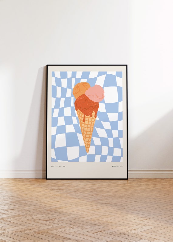 Ice Cream Print Pastel Ice Cream Cone Modern Kitchen Wall Decor Unframed