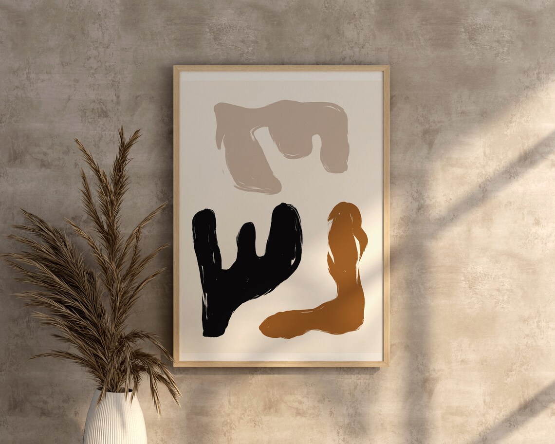 Mid-Century Modern Abstract Art Print, Neutral Minimalist - Image 2