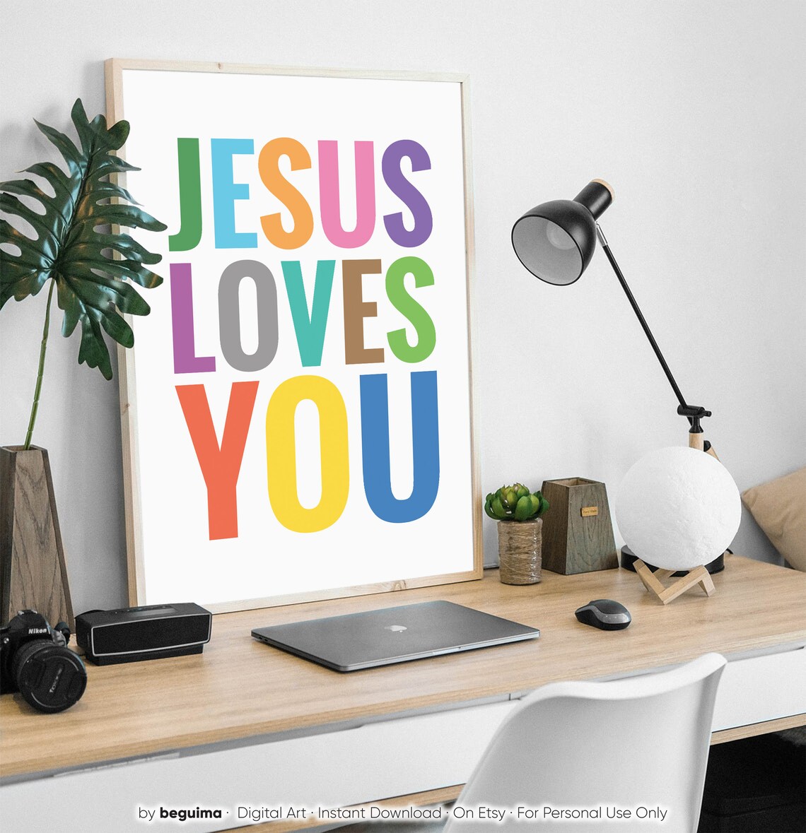 Jesus Loves You Christian Print, Nursery Scripture Sign - Image 2