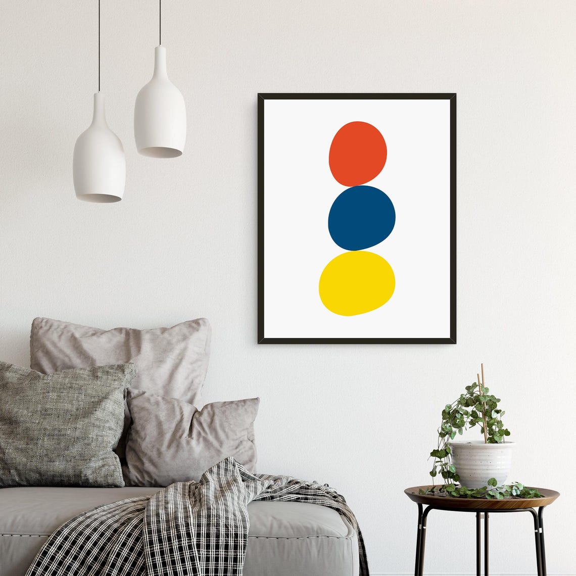 Mid Century Modern Colorful Oval Stack Abstract Geometric Poster - Image 3