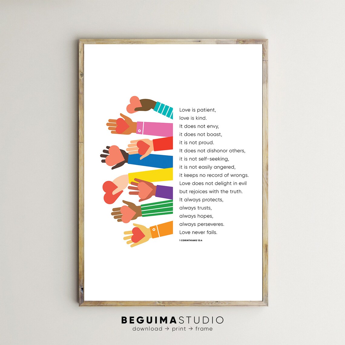 Bible Verse Prints for Kids, 1 Corinthians 13:4-8