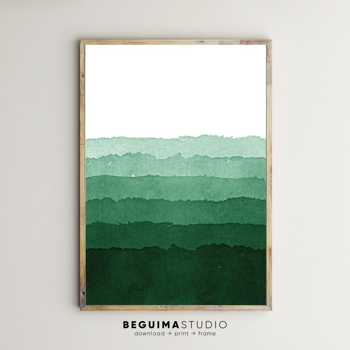 Green Watercolor Layered Mountain Gradient Abstract Landscape Poster