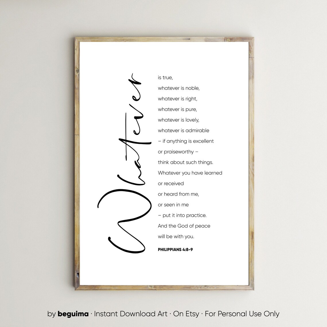 Philippians 48 9 Bible Verse Quote, Christian Art Print