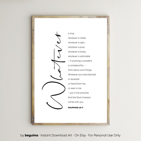 Philippians 48 9 Bible Verse Quote, Christian Art Print