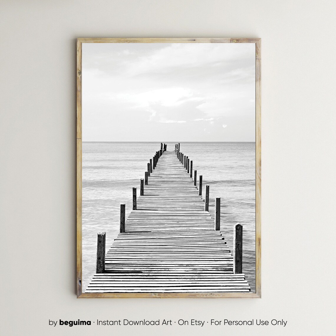 Wooden Pier Sea Landscape Photography Art Print