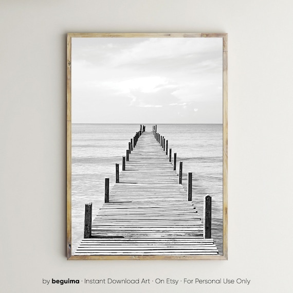 Wooden Pier Sea Landscape Photography Art Print