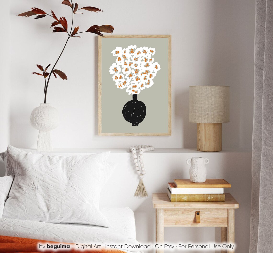 Daisy Botanical Bouquet Floral Art Print, Boho Decor - Image 2