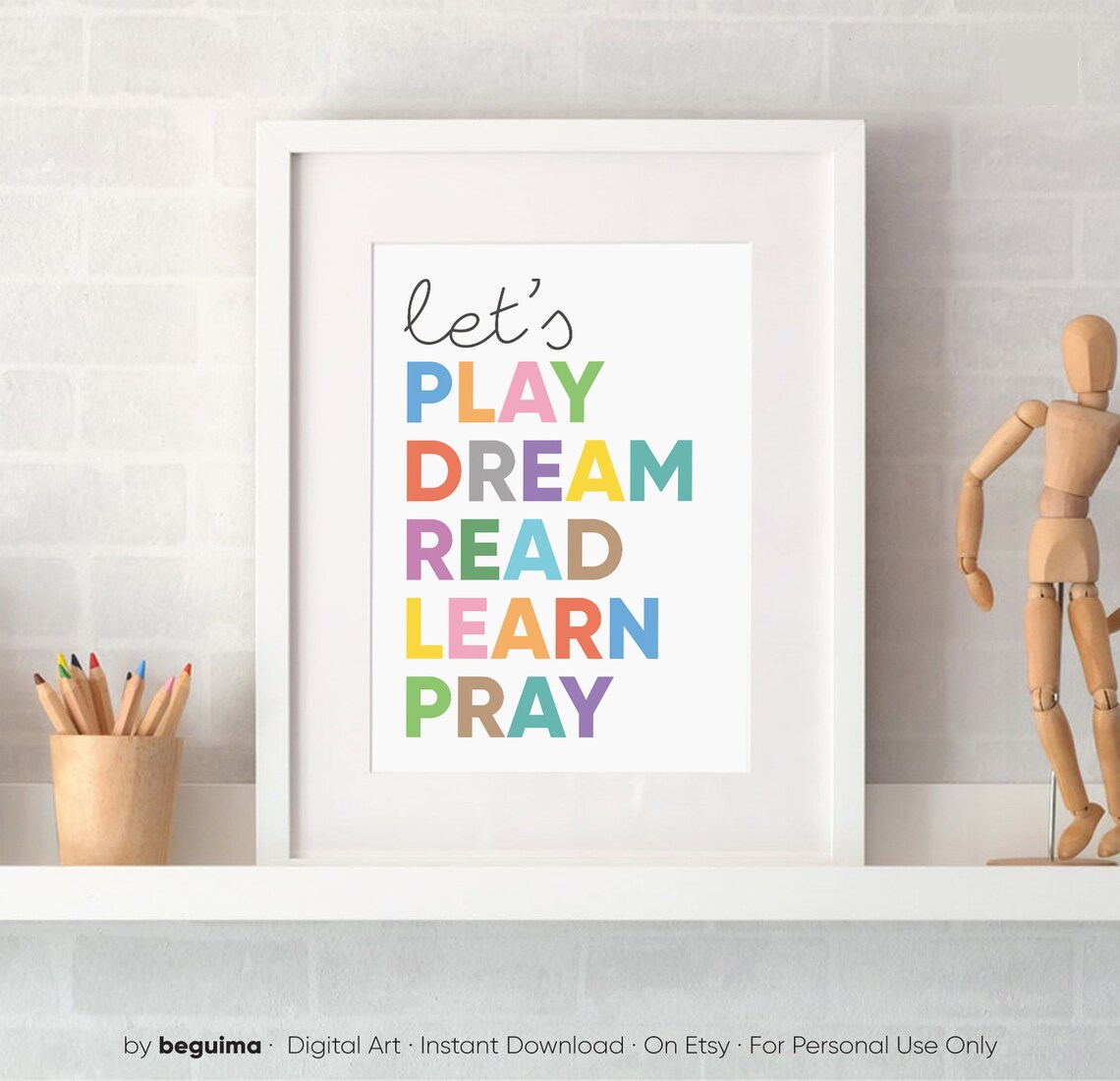 Kids Christian Print, Pray Lets Play Lets Read - Image 3