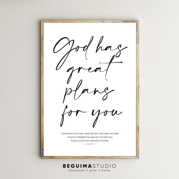 Bible Verse Prints Christian Scriptures Wall Art Jeremiah 2911 For I Know The Plans I Have For You Posters Sign Catholic