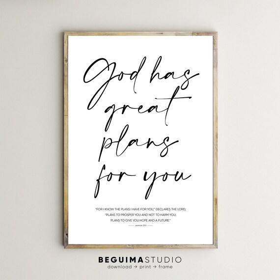 God Has Great Plans for You Jeremiah 29 11 Elegant Script Poster