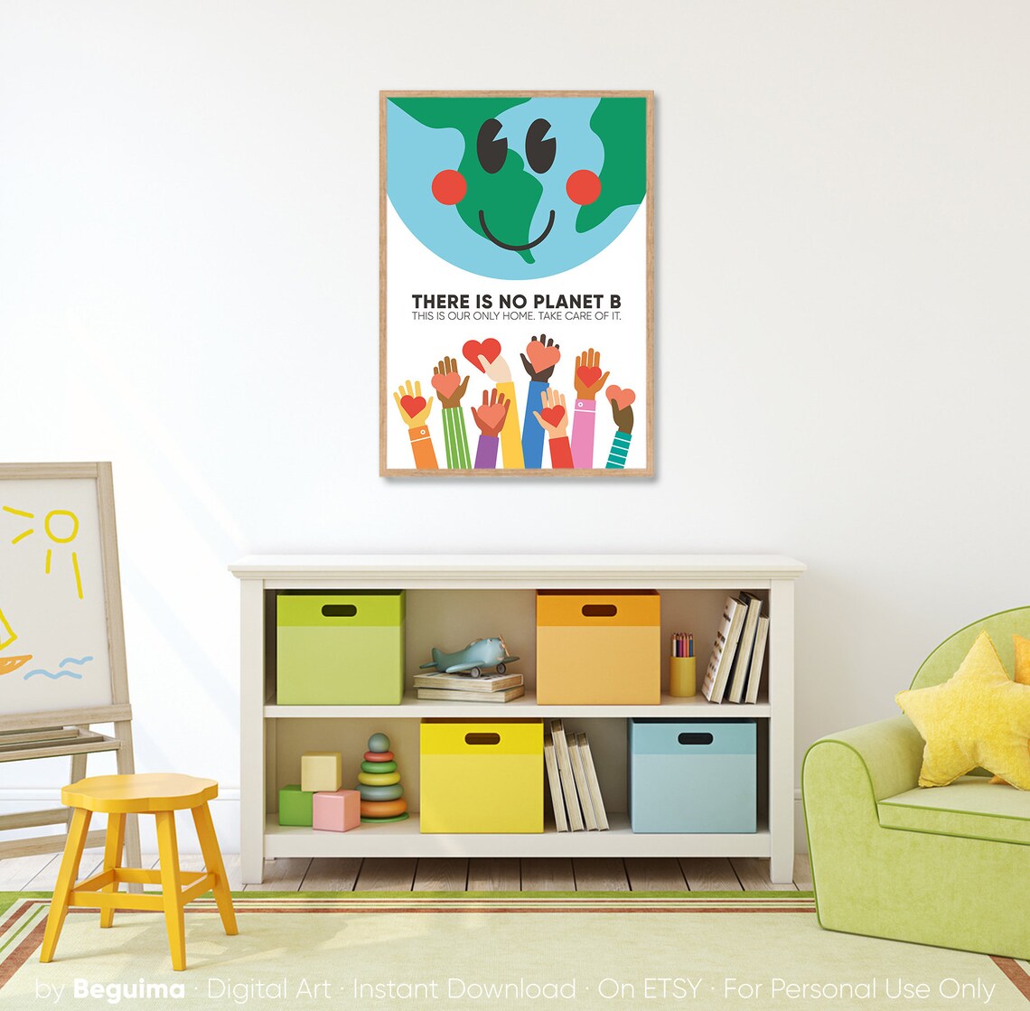 There Is No Planet B Earth Smiling Planet Environmental Classroom Poster - Image 4