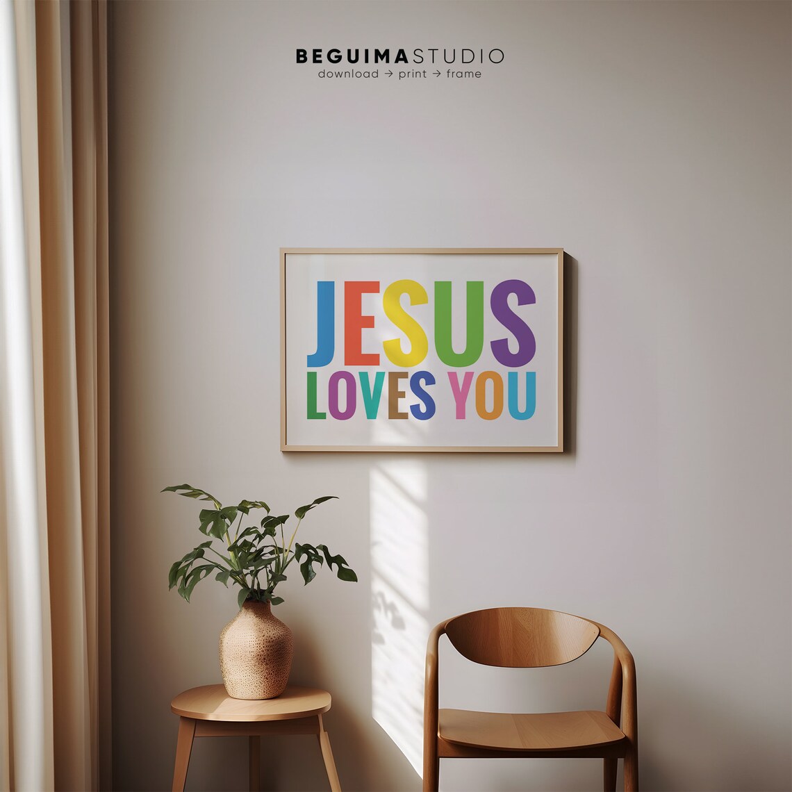 Jesus Loves You Bible Verse Art Print, Christian Decor - Image 4
