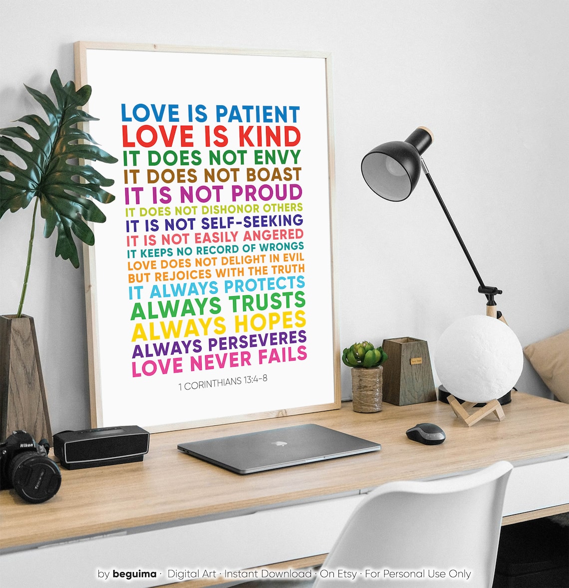 1 Corinthians 13:4-8 Scripture Wall Art Poster - Image 2