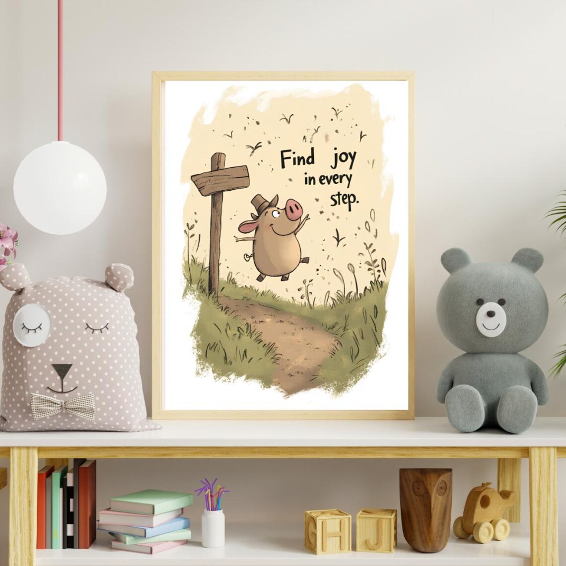 Pig Motivational Art, Find Joy In The Journey - Image 2