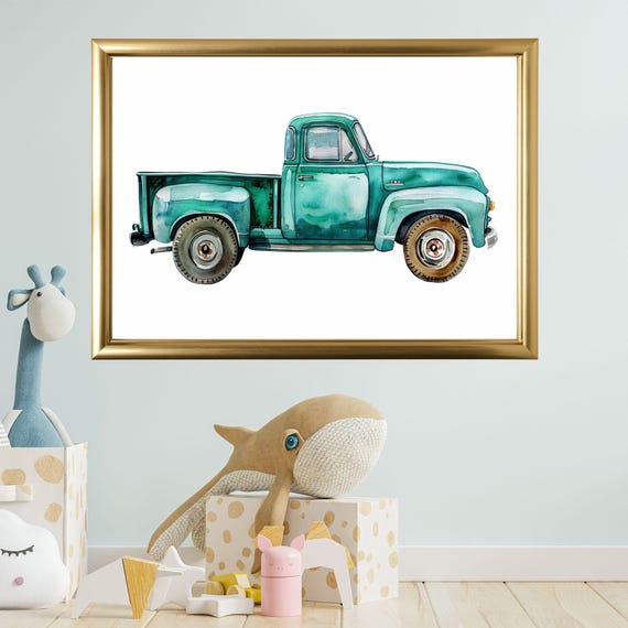 Set Of 6 Watercolor Cars Art Prints Boys Car Wall Illustrations Race Poster Vehicle Nursery Decor