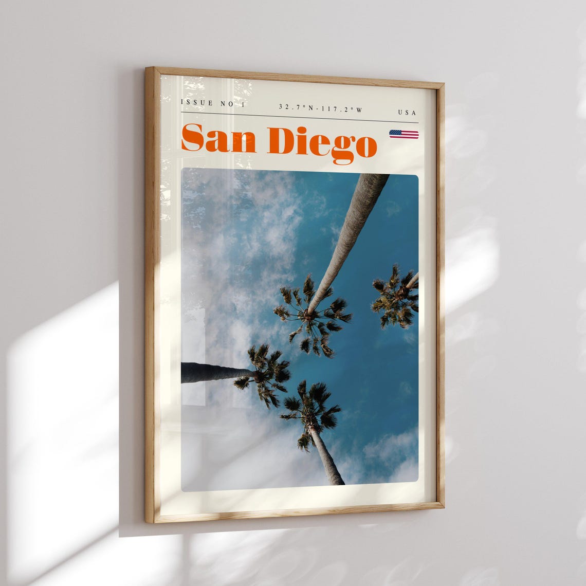 San Diego Palm Trees Sky Upward View Modern Coastal Travel Poster - Image 2