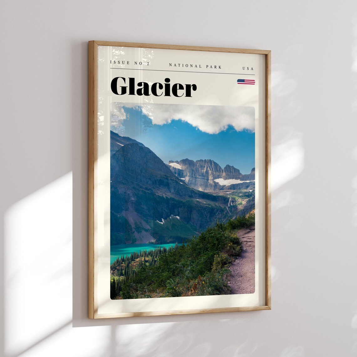 Glacier National Park Turquoise Lake Mountain Vista Travel Poster - Image 2