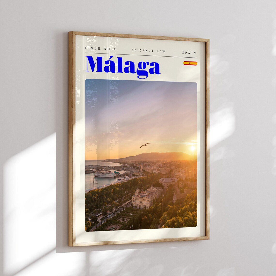 Málaga Sunset Bay Harbor View Spain Coast Vintage Travel Poster - Image 2